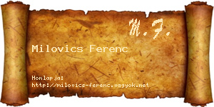 Milovics Ferenc névjegykártya